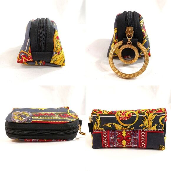 Versace (Authentic) Multi-Color Filigree Motif & Gold Accent Small Clutch Pouch - Picture 5 of 8